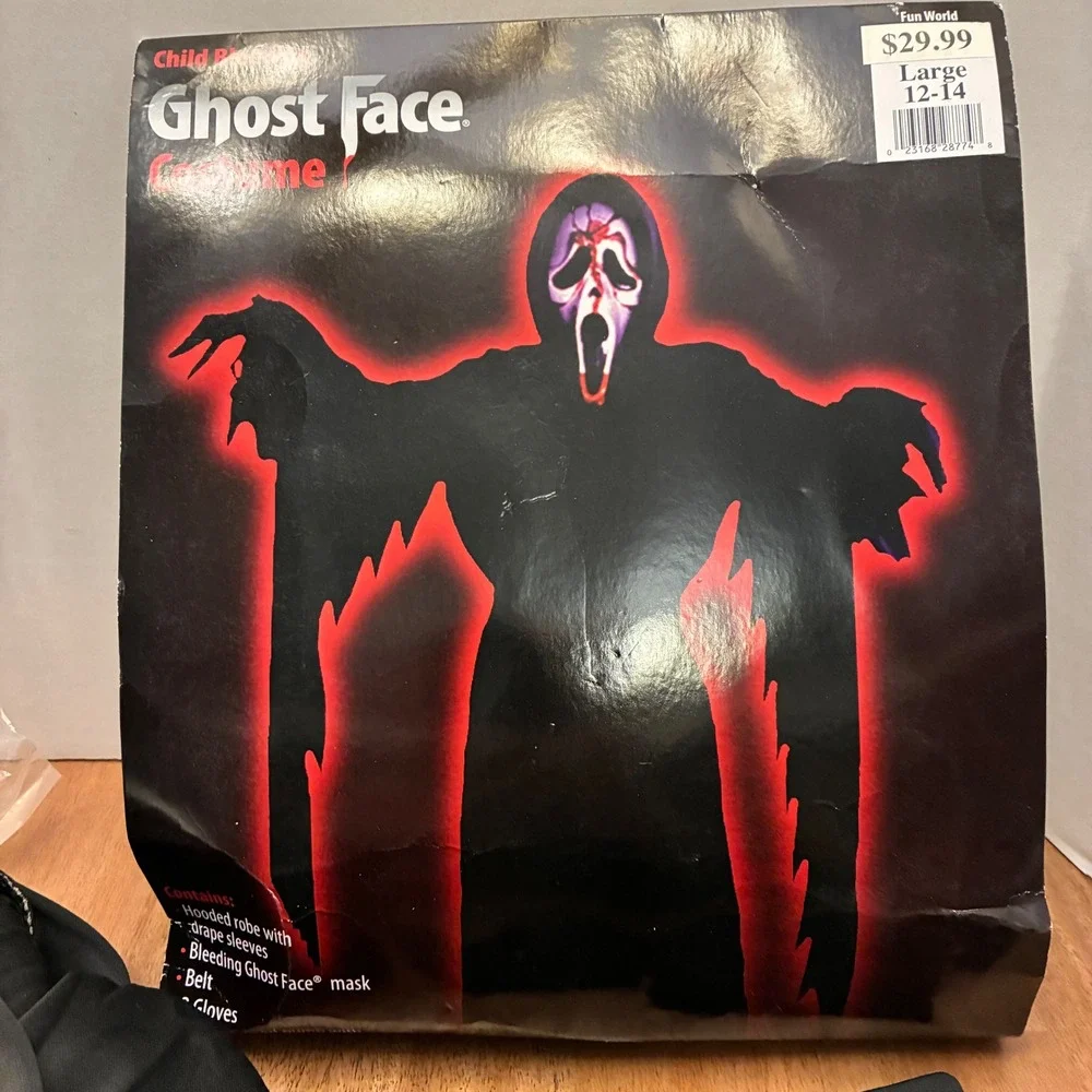 Ghost Face Costume Child Size Large 12 14 Bleeding Mask Fun World Halloween